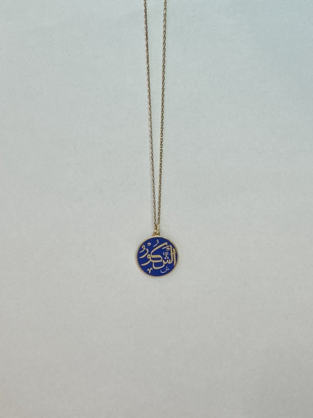 Eş Şekur Gümüş Üzerine Altın Kaplama Lacivert Mineli Kolye